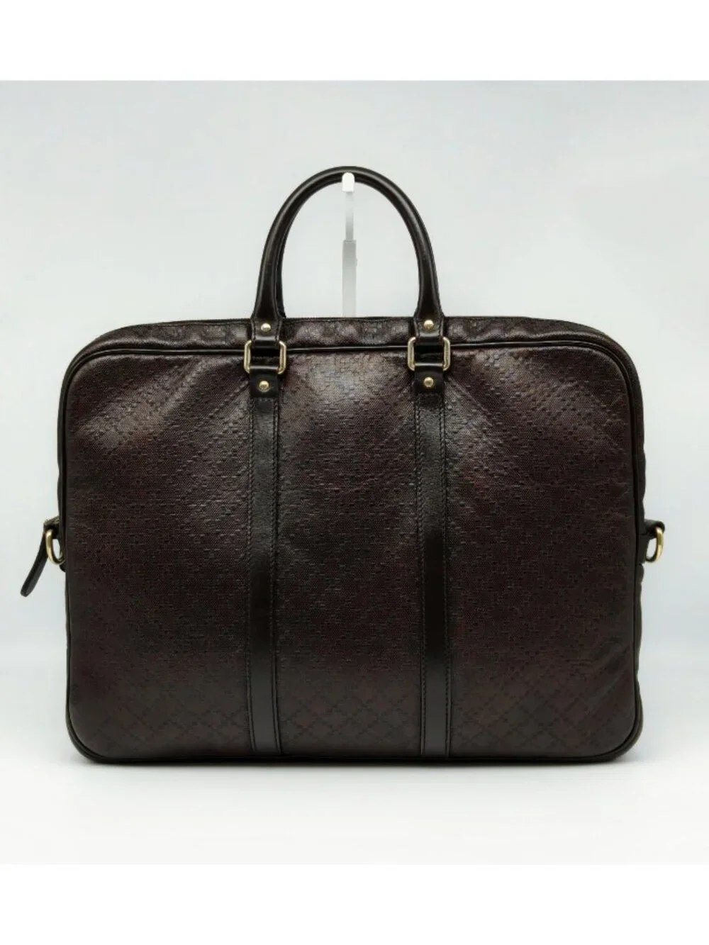Gucci Brown GG Monogram Briefcase Handbag Top Handle